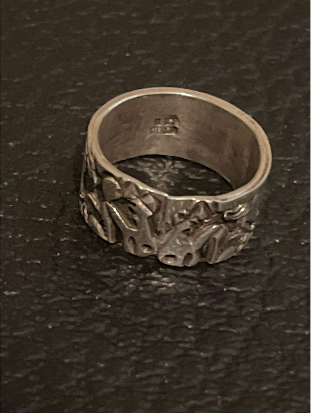 Navajo handmade horses sterling silver inlay ring size 10